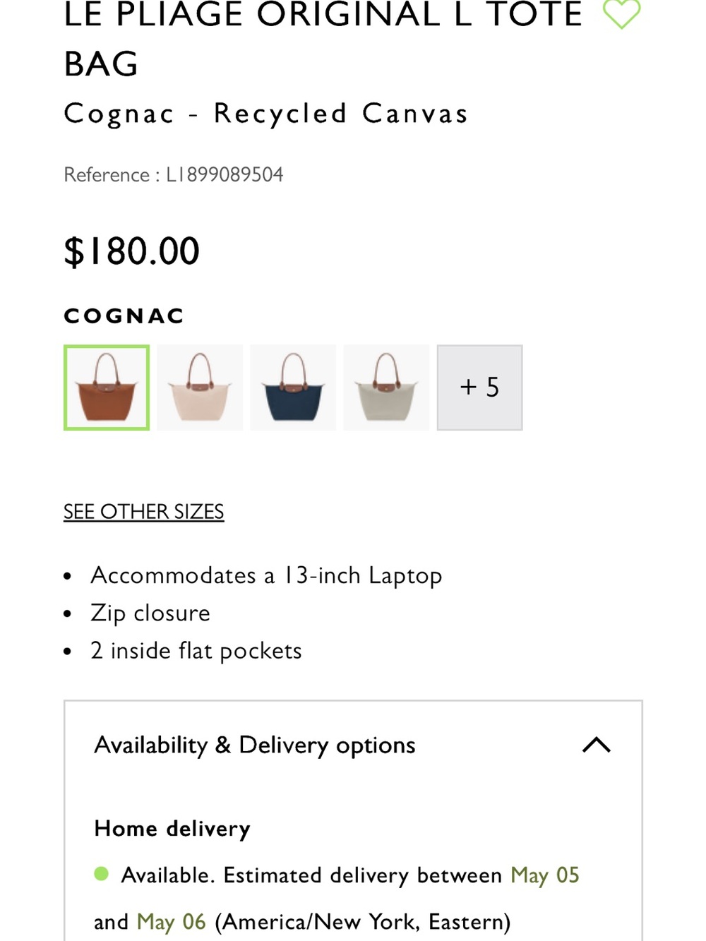 Longchamp Red Le Pliage L Nylon Tote with Brown Leather Trim - Picture 3 of 12
